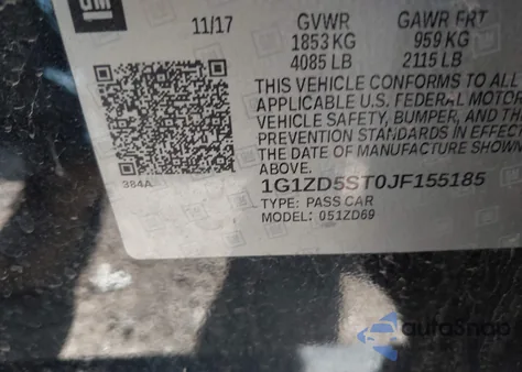 2018 Chevrolet Malibu Lt from USA, damaged, VIN 1G1ZD5ST0JF155185